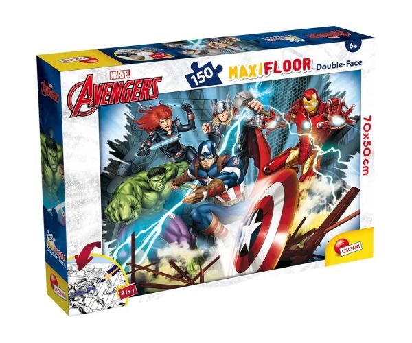 Avengers 2 v 1 150-dielne maxi puzzle a omaľovánka 70x50 cm - Lisciani