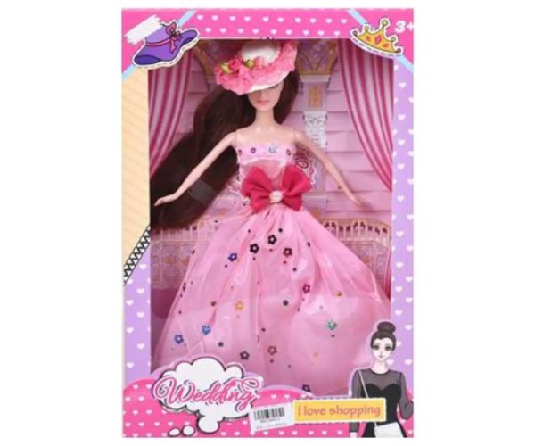 Wedding: Módna bábika 28 cm vo večerných šatách s klobúkom 28cm