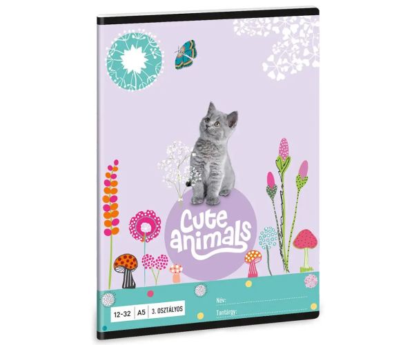 Ars Una: Cute Animals - Kitten mačiatko linajkový zošit pre 3. ročník A/5