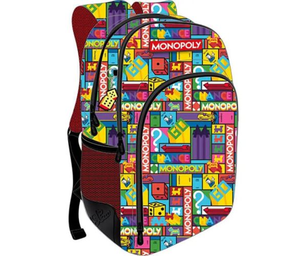 Must: Monopoly zaoblená školská taška, batoh s tromi priehradkami 33x16x45cm