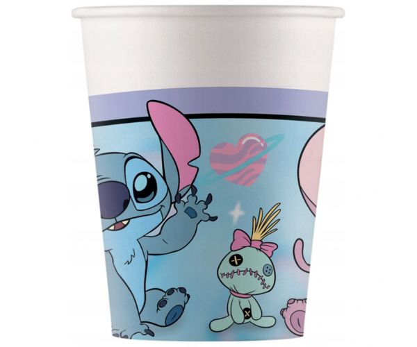 Disney Stitch a Angel papierové poháre, sada 8 ks, 200 ml