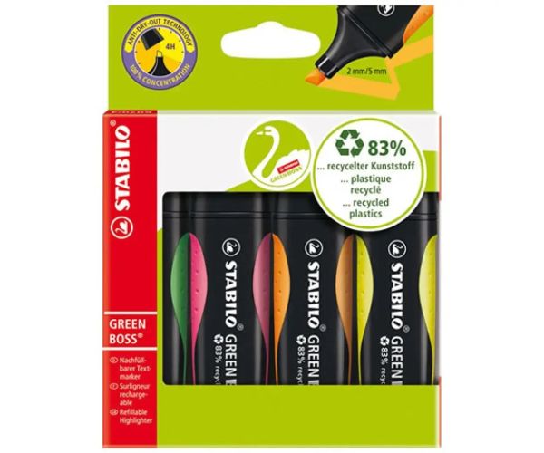 Stabilo: GREEN BOSS 4 dielny set zvýrazňovačov