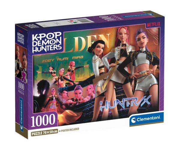 K-Pop Démonskí lovci - Zoey, Rumi a Mira 1000 ks puzzle s plagátom - Clementoni