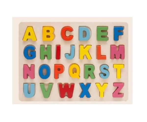 ABC písmená, drevená vkladačka, puzzle