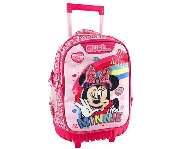 Must... Minnie Mouse školská taška s tromi priehrdkami a kolesami, batoh