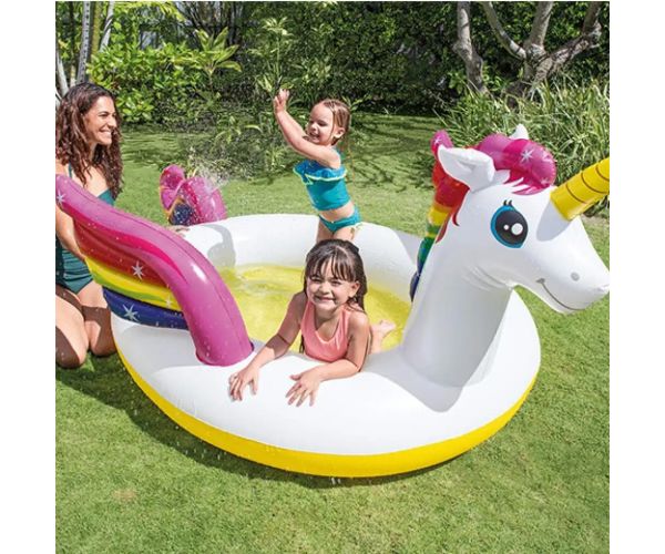 Intex: Jednorožec striekajúci detský bazén 272x193x104cm