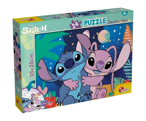 Stitch 2 v 1, 24-dielne puzzle a omaľovánka 35x25 cm - Lisciani