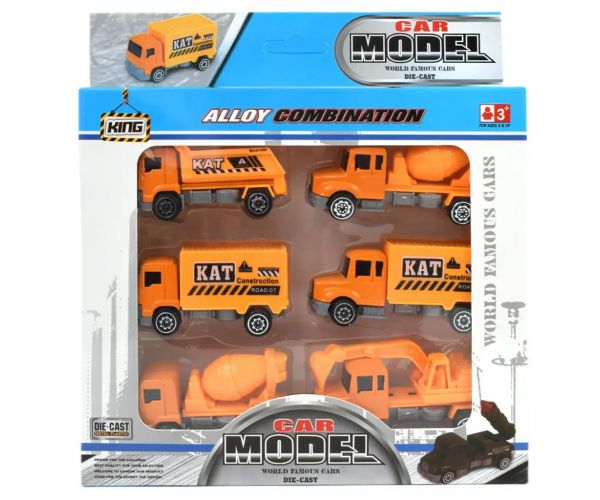 Alloy Car: 6-dielny set stavebných autíčok 8cm