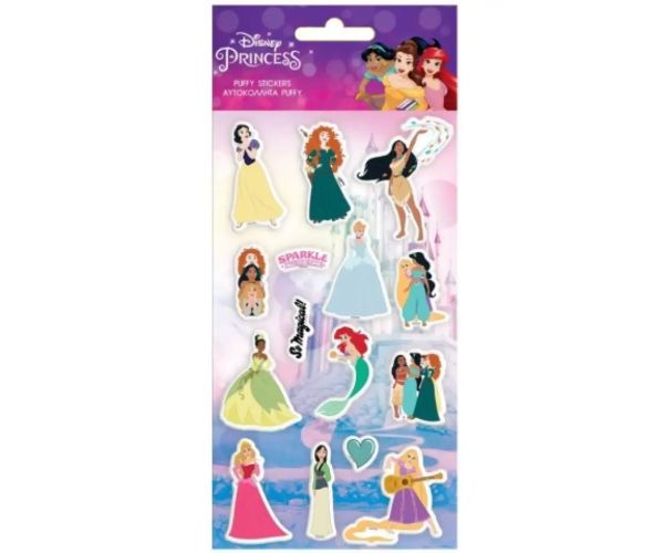 Úžasné princezné Disney sada 3D vypuklých nálepiek na hárku 10x22cm