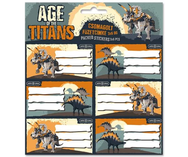Ars Una: Age of the Titans dinosaurus štítky na zošit 3x6ks
