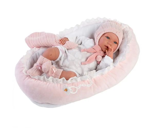 Llorens: Mimi 42cm-ová bábika dievčatka v ružovom oblečení s kolískou