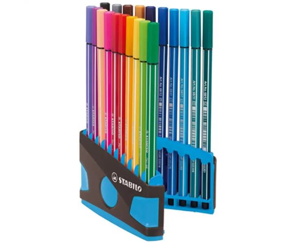 Stabilo: Pen 68 ColorParade 20 dielny set v otvárateľnom svetlo-modrom zásobníku