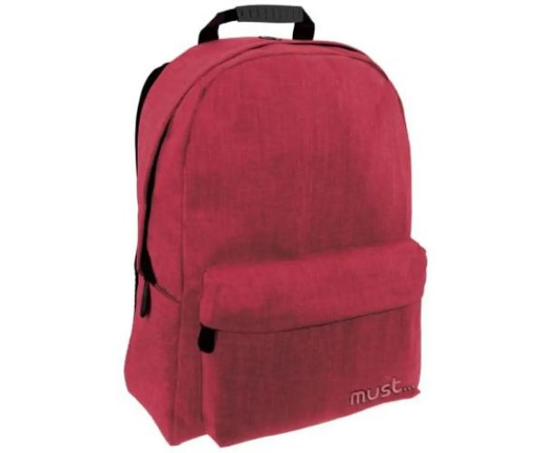 Must: Monochrome Jeans Bordová školská taška, batoh 32x17x42cm