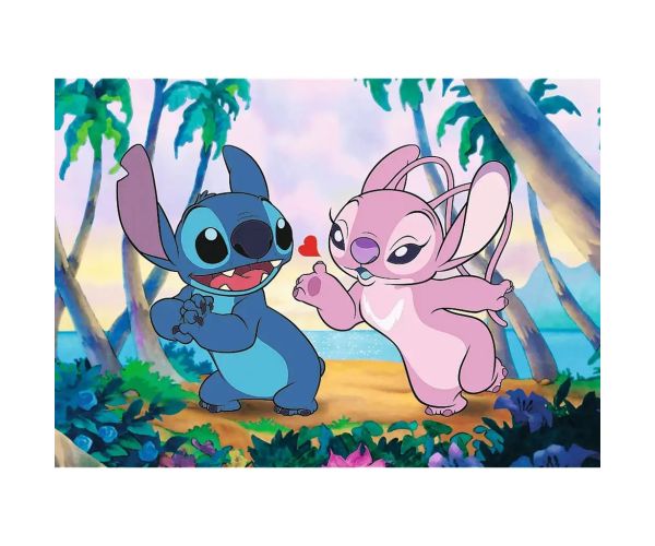 Stitch a Angel na pláži 1000-dielne prémiové plus puzzle - Trefl