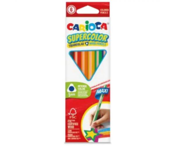 SuperColor 6-dielny set trojhranných farebných ceruziek maxi - Carioca