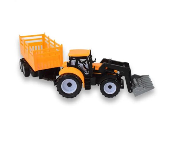 Engineering Truck: Bagrový traktor pracovný stroj s dvojnápravovým prívesom 45 cm