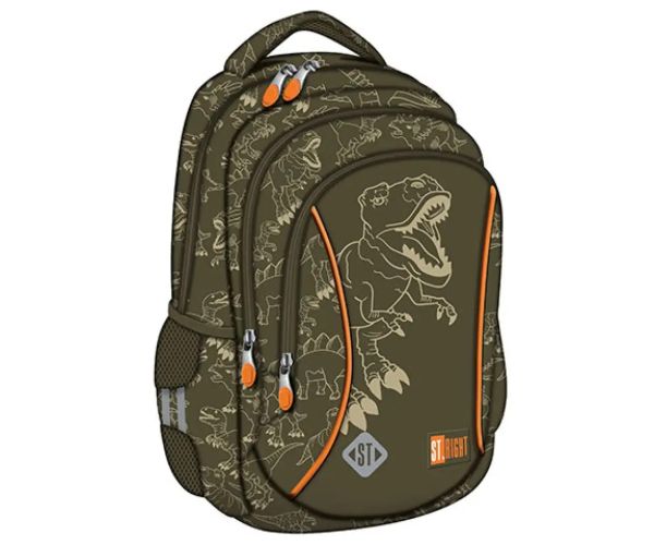 St.Right T-Rex Junior trojkomorová školská taška, batoh 39x27x17cm