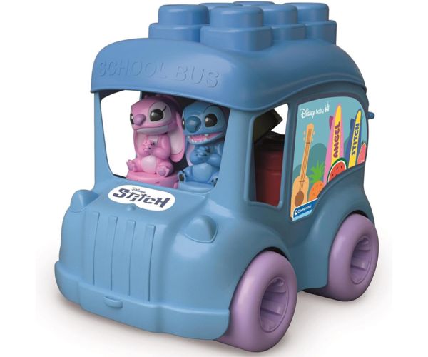 Disney Stitch školský autobus s mäkkými stavebnými kockami - Clementoni