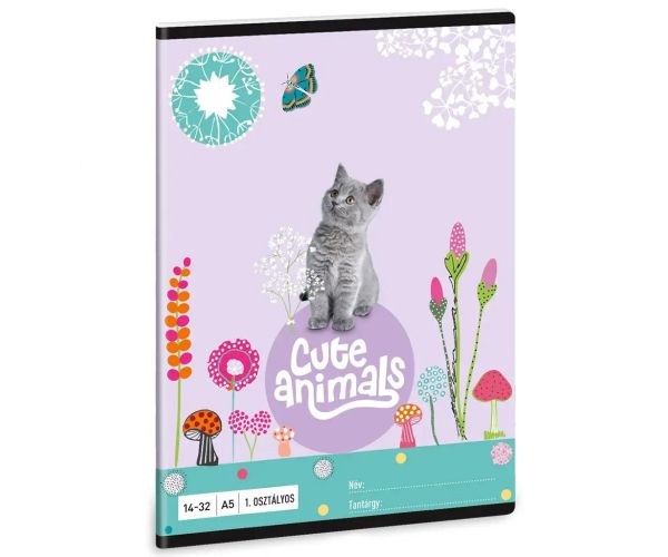 Ars Una: Cute Animals - Kitten mačiatko 1. trieda linajkový zošit A/5