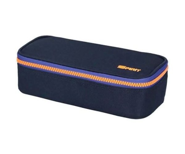 Spirit: My Bag indigová modrý oválny peračník s oranžovým zipsom 23x10cm