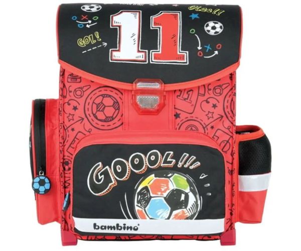 Football čierno-červená ergonomická školská taška, batoh 36x27x14cm - Bambino