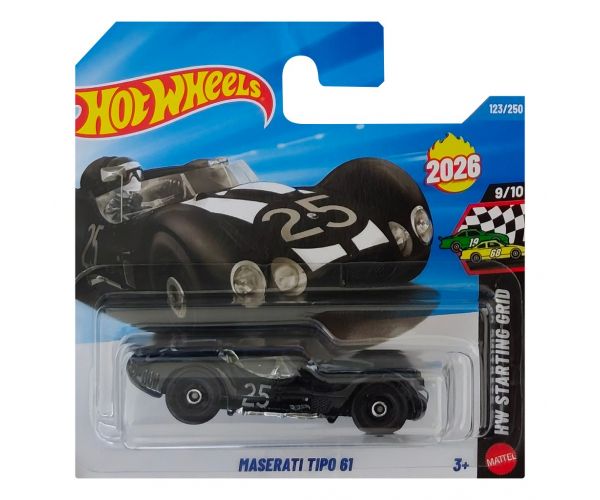 Hot Wheels: Maserati Tipo 61 čierne autíčko 1/64 - Mattel