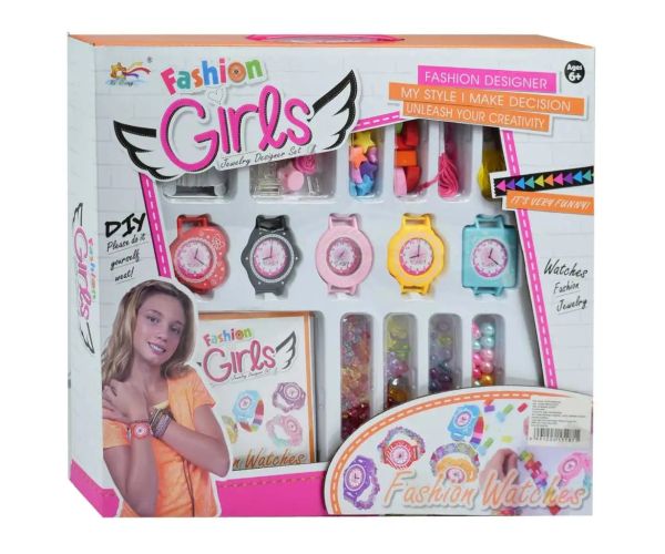 Fashion Girls: Set na výrobu náramkových hodín s farebnými perlami, 5 hodinkami a príslušenstvom