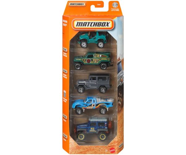 Matchbox: Sada 5 autíčok Adventure Seekers v mierke 1/64 - Mattel