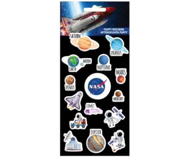 NASA sada 3D vypuklých nálepiek na hárku 10x22cm