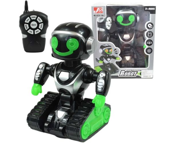 RC Interaktívny MacroBot v čierno-zelenej farbe so svetlom a zvukom na diaľkové ovládanie 20cm