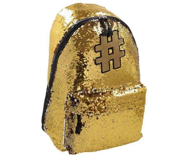 Spirit: Hashtag Gold školská taška, batoh s flitrami 41x32x21cm