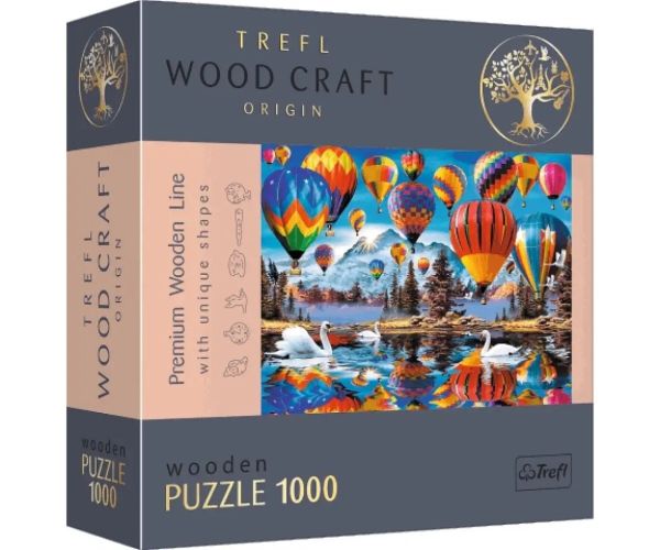 Wood Craft: Farebné teplovzdušné balóny 1000-dielne prémiové drevené puzzle - Trefl