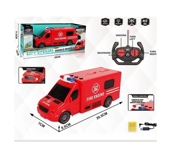 RC hasičský mikrobus na diaľkové ovládanie, so svetelnými a zvukovými efektmi 1:18 20cm