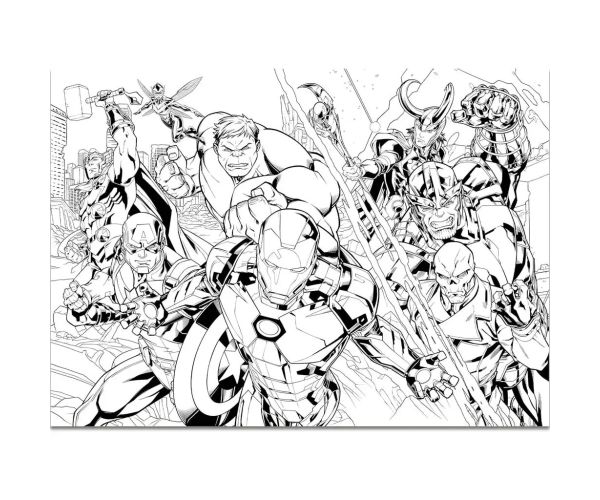 Avengers 2 v 1, maxi puzzle so 108 dielikmi a omaľovánka 70x50 cm – Lisciani