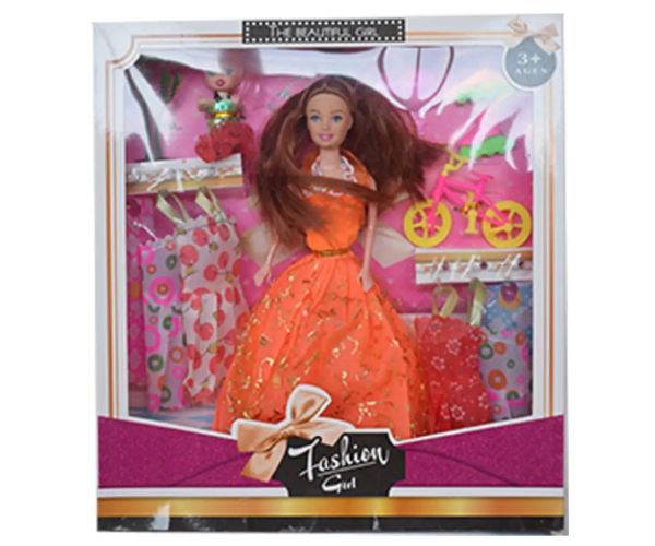 Fashion Girl: Bábika a detská bábika, set s bicyklom a príslušenstvom 28 cm