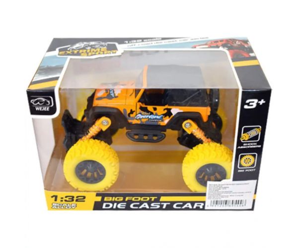 Off-Road naťahovacie žlté terénne vozidlo 1/32