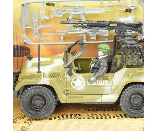 Combat Force 9: Vojenské terénne vozidlo s vojakom a zbraňami 22cm