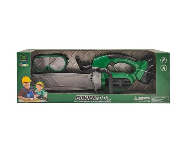 PowerTool elektrická reťazová píla s ochrannými okuliarmie pre deti