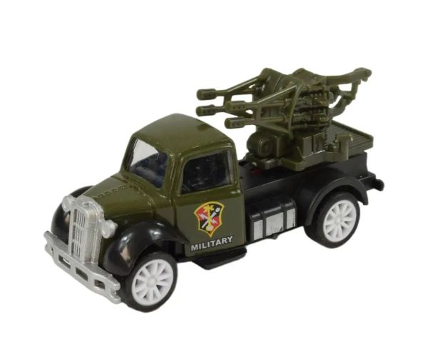 Die-Cast: Vojenské autíčko v rôznych variantoch so zotrvačníkom 1/55