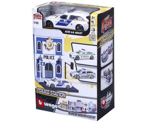Bburago city - Audi A6 policajné auto a policajná stanica 1 /43