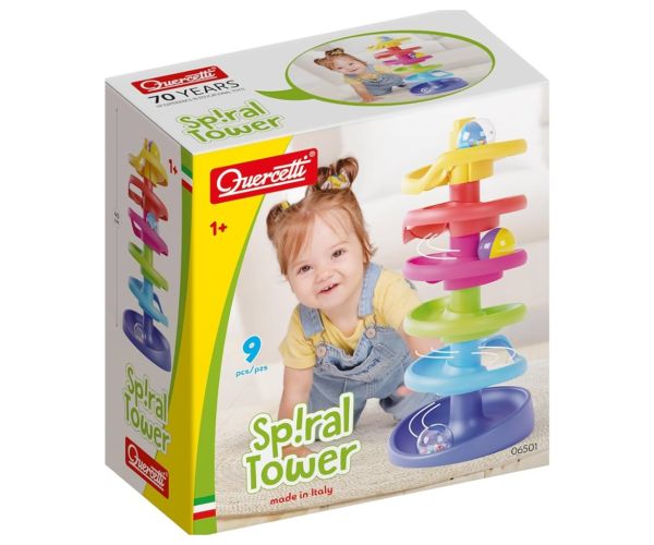 Quercetti: Spiral Tower guľôčková dráha, 10 dielny set