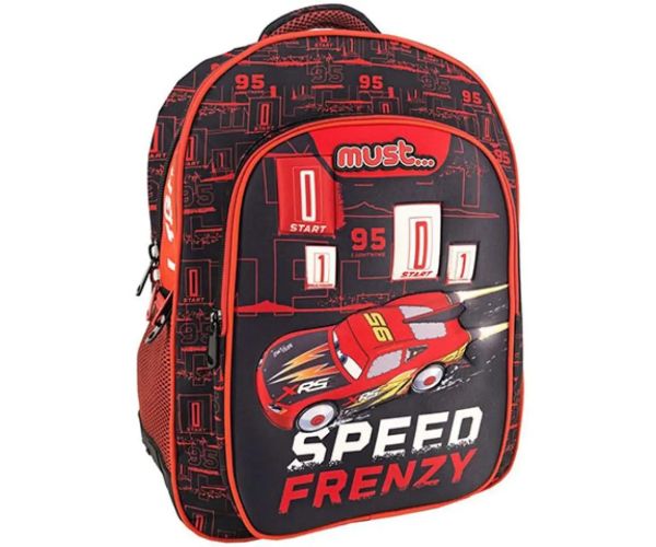 Must... Autá Speed Frenzy zaoblená školská taška, batoh s tromi priehradkami  32x18x43cm