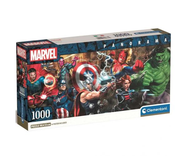Marvel superhrdinovia 1000 dieliková panoráma puzzle 98x33cm - Clementoni