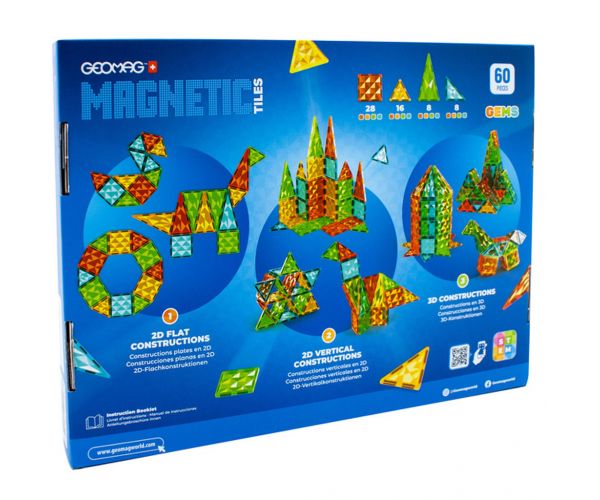 Geomag Magnetic Tiles Gems 60 ks magnetická stavebnica