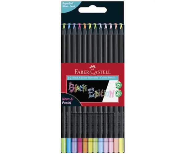 Faber-Castell: Black Edition Pastel 12 dielny set farebných ceruziek