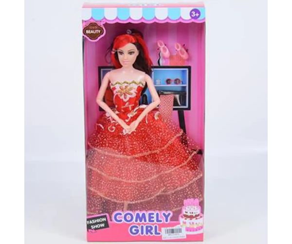 Comely Girl 28cm módna bábika v červených večerných šatách s príslušenstvom