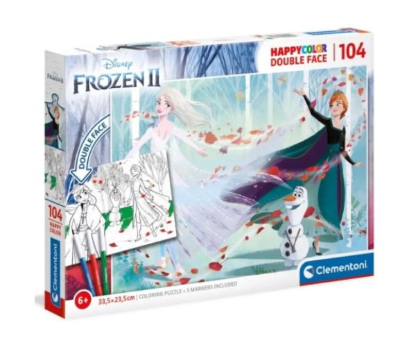 Ľadové kráľovstvo II. Double 2 v 1 104ks farebný obojstranný puzzle - Clementoni