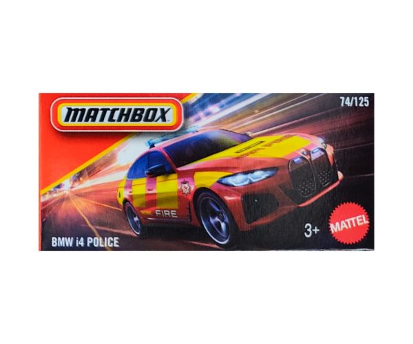 Matchbox: Papierová krabica BMW i4 Policajné autíčko 1/64 - Mattel