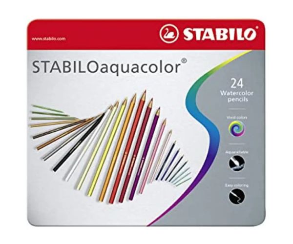 Stabilo: Aquacolor 24 dielny set farebných ceruziek v kovovej krabici