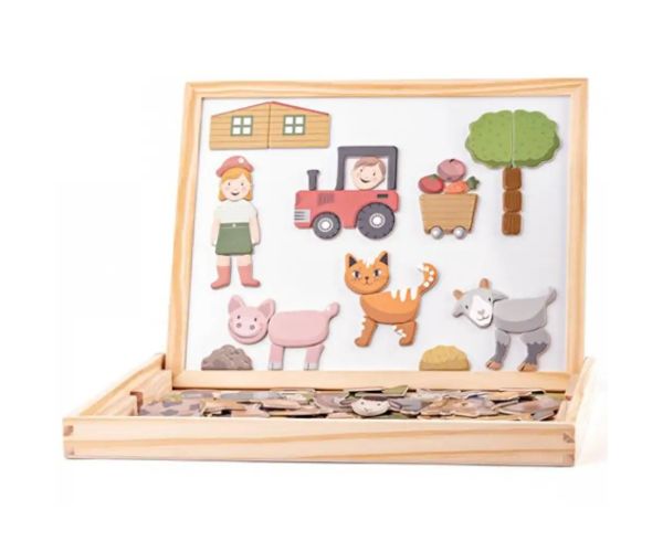 Zvieracia obojstranná magnetická tabuľa, set s dreveným rámom - Woodyland